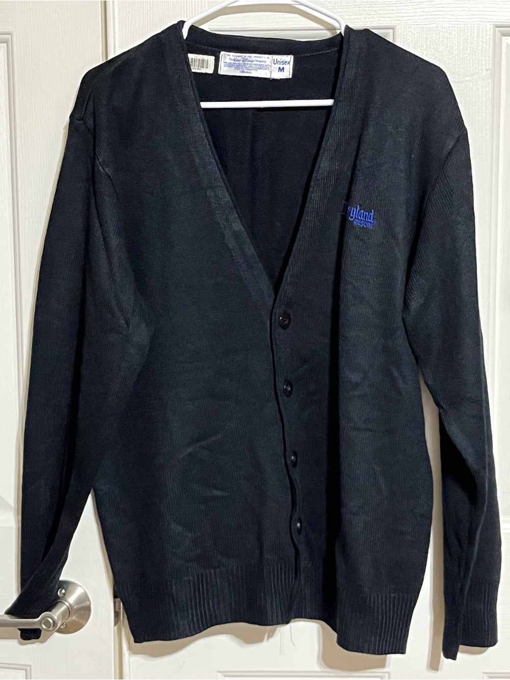 Disney Navy Blue/Black Button V-Neck Cardigan with Blue Embroidered Logo
15-07
